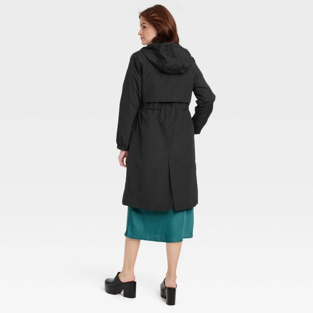 A New Day -  Women's Plus Winter Trench Rain Coat Jac Black - Picture 2 of 3